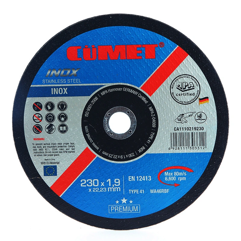 9&prime; &prime; Cutting Disc for Inox Metal Steel Abrasive with MPa Certificates