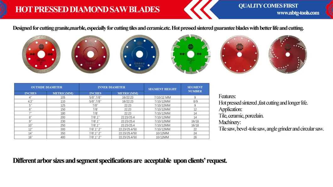 Hot Pressed Dry Diamond Saw Blade 125*10*22.23mm for Stone